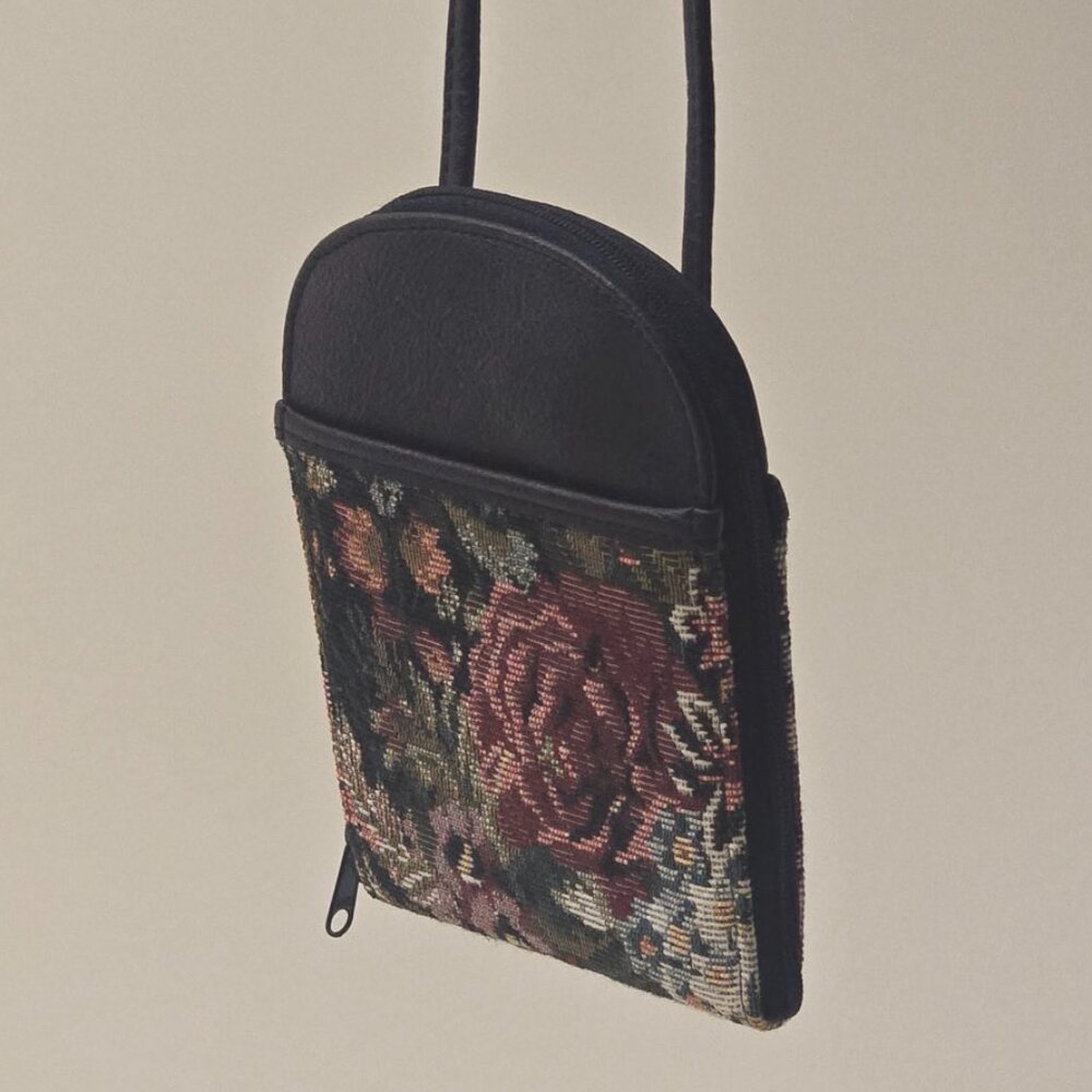 Vintage Tapestry Satchel, Canvas Crossbody Bag, Moody Purse, Cross Body Bag